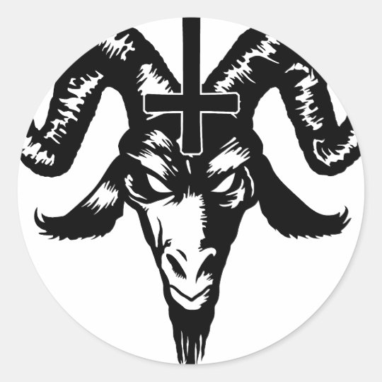 十字 黒 が付いている悪魔的なヤギの頭部 ラウンドシール Zazzle Co Jp 十字 黒 が付いている悪魔的なヤギの頭部 ラウンドシール Zazzle Co Jp