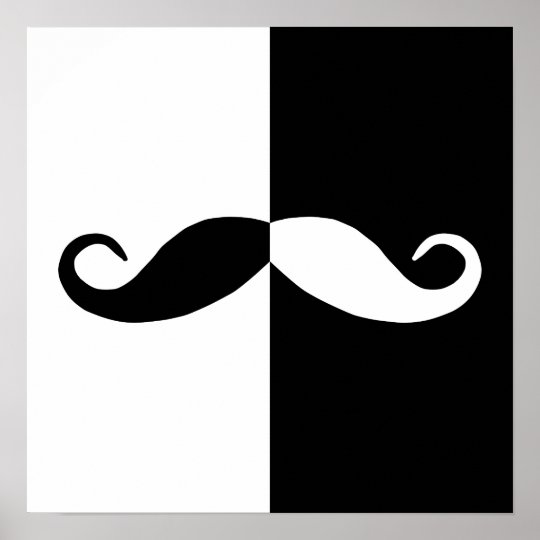 半分の白黒髭 ポスター Zazzle Co Jp