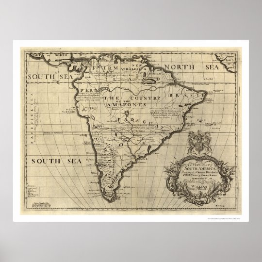 南アメリカの地図1700年 ポスター Zazzle Co Jp