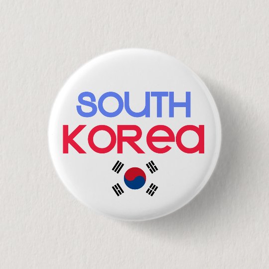 南朝鮮およびa 韓国の旗 缶バッジ Zazzle Co Jp