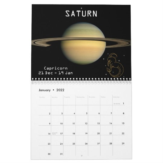 占星術の 十二宮図惑星グリッター星座21年12か月 カレンダー Zazzle Co Jp