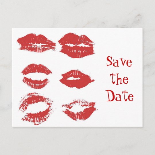 口紅のキス 日付を救って下さい 案内ポストカード Zazzle Co Jp