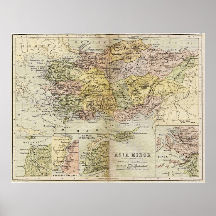 古代小アジアアナトリアの歴史的な地図 ポスター Zazzle Co Jp