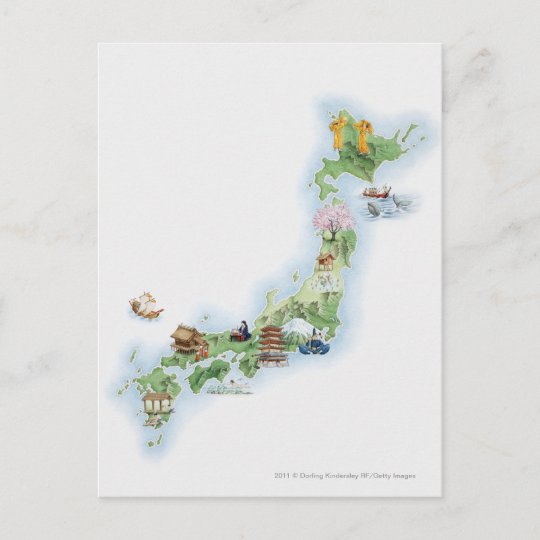 古図解入りの 写真付きの代日本の地図 ポストカード Zazzle Co Jp