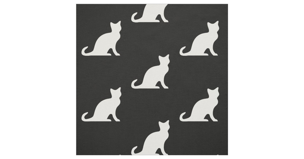 可愛い白黒の猫シルエット織物 ファブリック Zazzle Co Jp