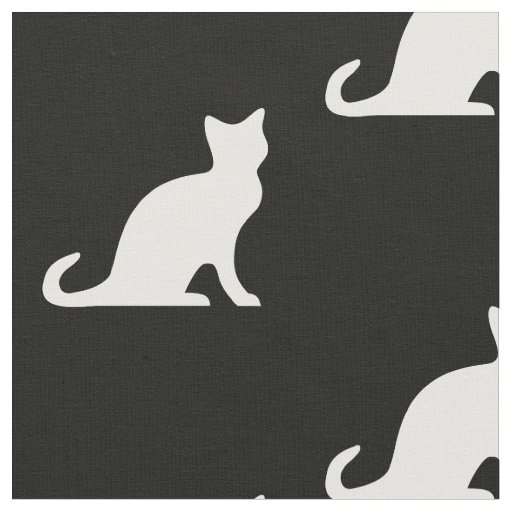 可愛い白黒の猫シルエット織物 ファブリック Zazzle Co Jp