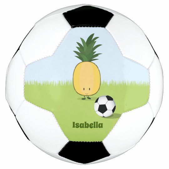 名前 のサッカーボールが付いているパイナップルキャラクター サッカーボール Zazzle Co Jp