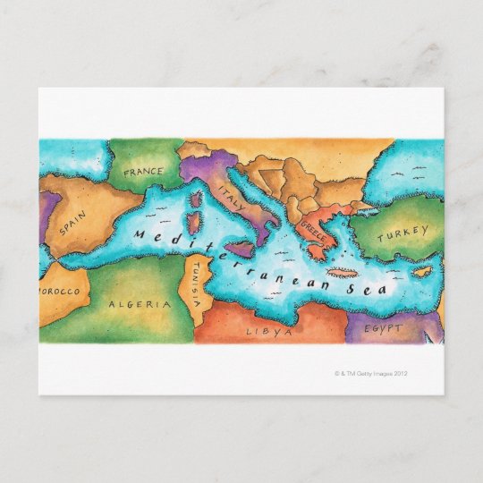 地中海の地図 ポストカード Zazzle Co Jp