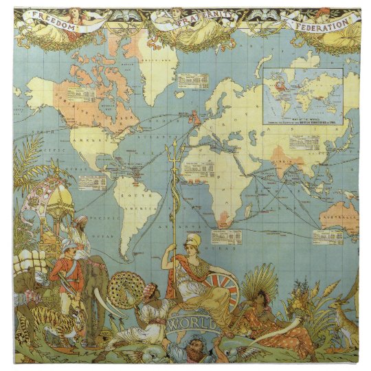 大英帝国の旧式な世界地図 16年 ナプキンクロス Zazzle Co Jp