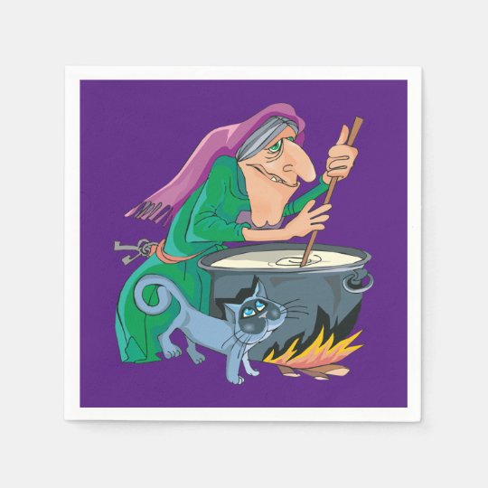 大釜で薬をかき回す魔女 スタンダードカクテルナプキン Zazzle Co Jp