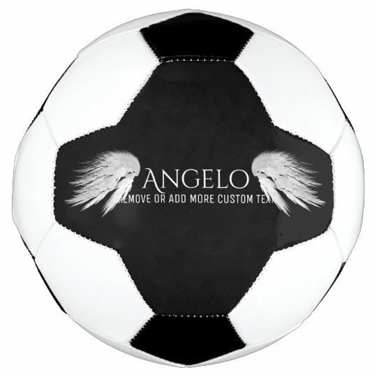 天使によっては黒い名前をカスタムするが飛びます サッカーボール Zazzle Co Jp 天使によっては黒い名前をカスタムするが飛びます サッカーボール Zazzle Co Jp