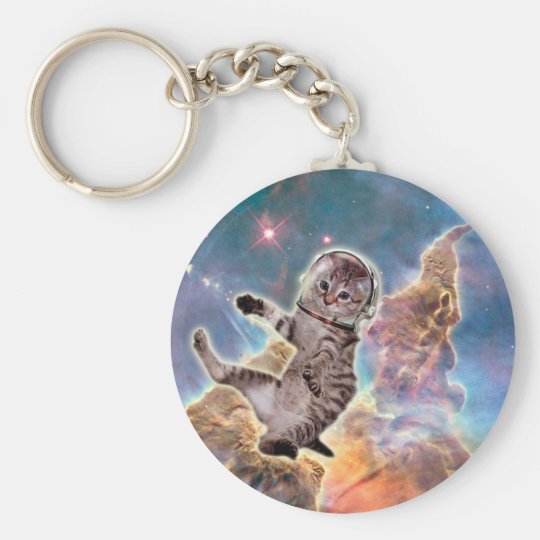 太った猫宇宙飛行士 キーホルダー Zazzle Co Jp