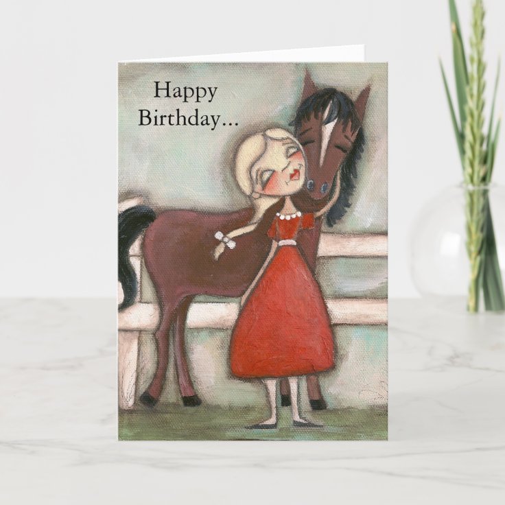 女の子と彼女の馬 誕生日カード カード Zazzle Co Jp