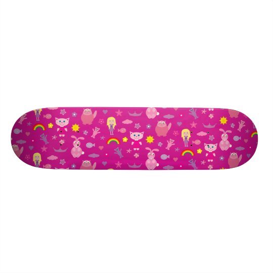 女の子のための猫のウサギの虹及びかわいい物 スケートボード Zazzle Co Jp