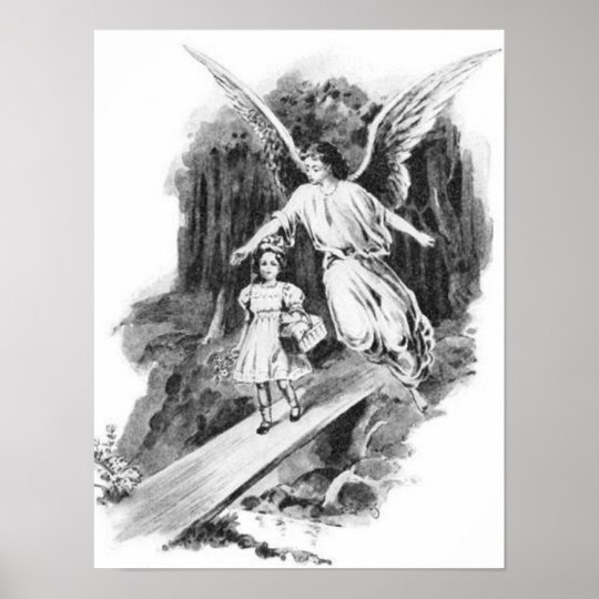 女の子の子供を守る天使 ポスター Zazzle Co Jp