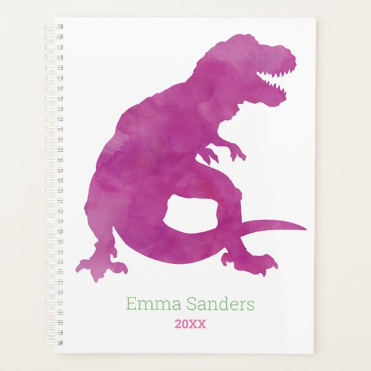 女の子の紫色のピンクの恐竜の水彩画のtレックスの子供 プランナー手帳 Zazzle Co Jp