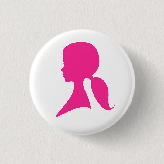 女の子らしい女の子のショッキングピンクのプロフィールのシルエット 缶バッジ Zazzle Co Jp
