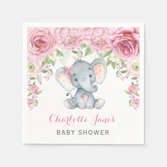女の子象の紙ナプキンのピンクの花のベビーシャワー スタンダードカクテルナプキン Zazzle Co Jp 女の子象の紙ナプキンのピンクの花のベビーシャワー スタンダードカクテルナプキン Zazzle Co Jp