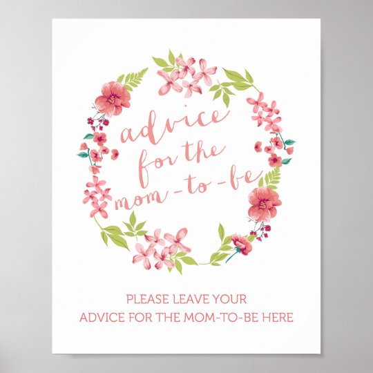 妊婦の印のための花のリースのアドバイス ポスター Zazzle Co Jp