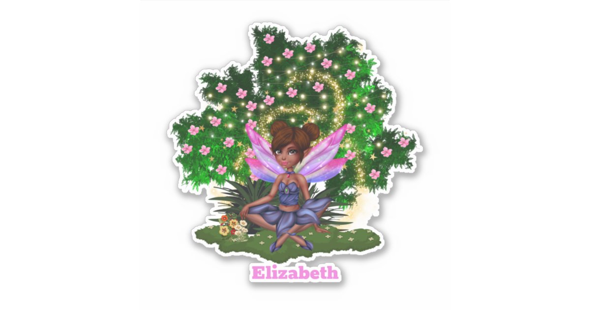 妖精のアフリカ系アメリカ人さくらんぼの花の木の名前 シール Zazzle Co Jp 妖精のアフリカ系アメリカ人さくらんぼの花の木の名前 シール Zazzle Co Jp