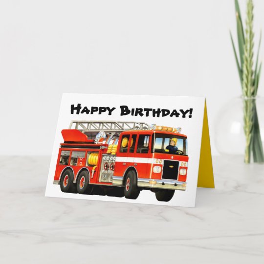 子供の普通消防車の誕生日 カード Zazzle Co Jp