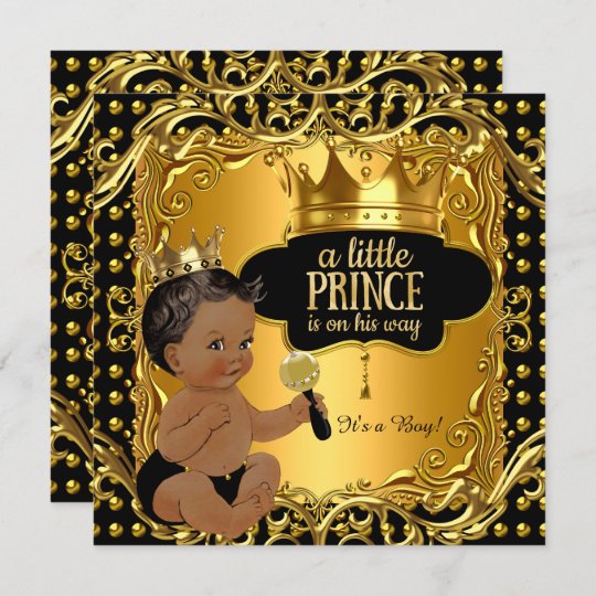 小さな王子様の赤ちゃんが金ゴールドを駆け回る 招待状 Zazzle Co Jp