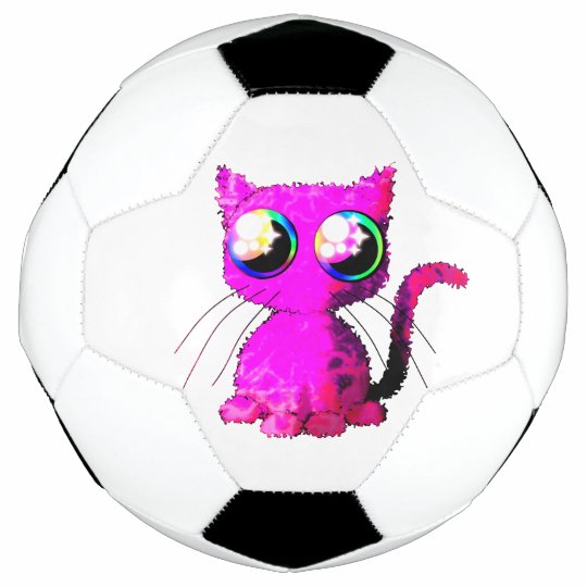 巻き毛のピンクのかわいい猫が付いているサッカーボール サッカーボール Zazzle Co Jp