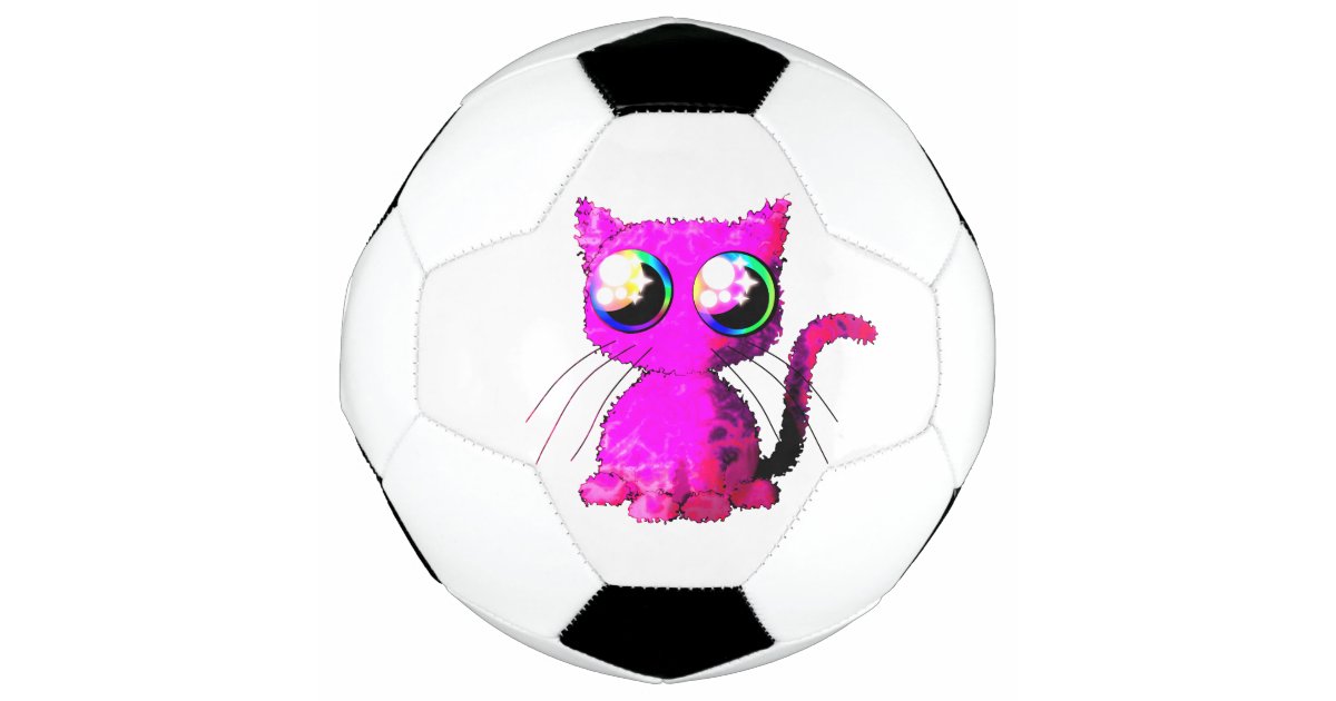 巻き毛のピンクのかわいい猫が付いているサッカーボール サッカーボール Zazzle Co Jp