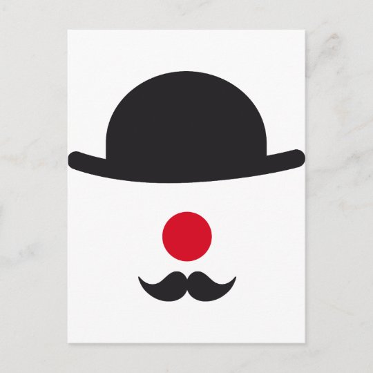 帽子 赤い鼻および髭を搭載するピエロの顔 ポストカード Zazzle Co Jp