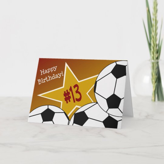幸せな第13誕生日 サッカーのスター カード Zazzle Co Jp
