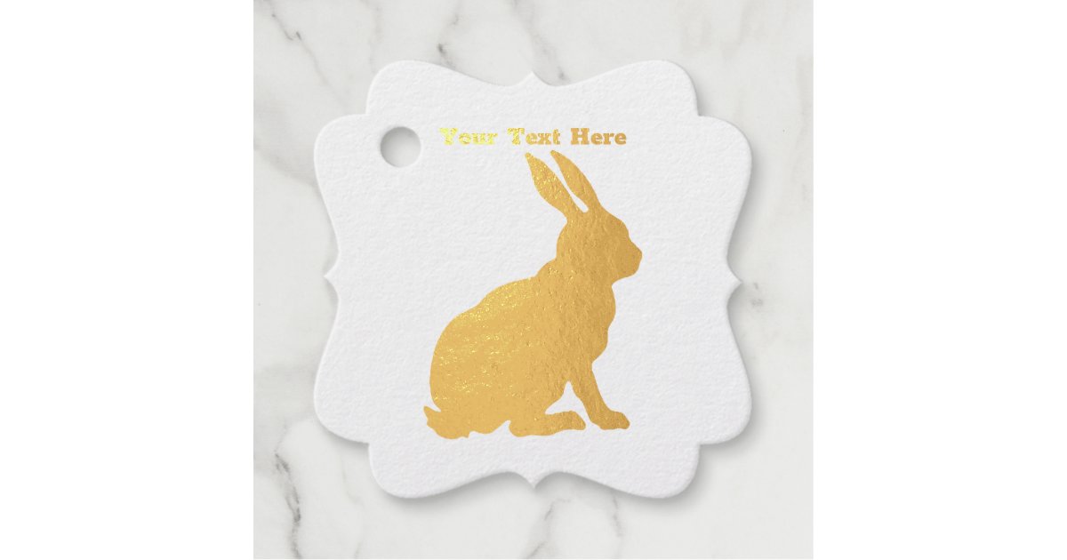 座る金箔のうさぎの横顔大耳 フェイバータグ Zazzle Co Jp