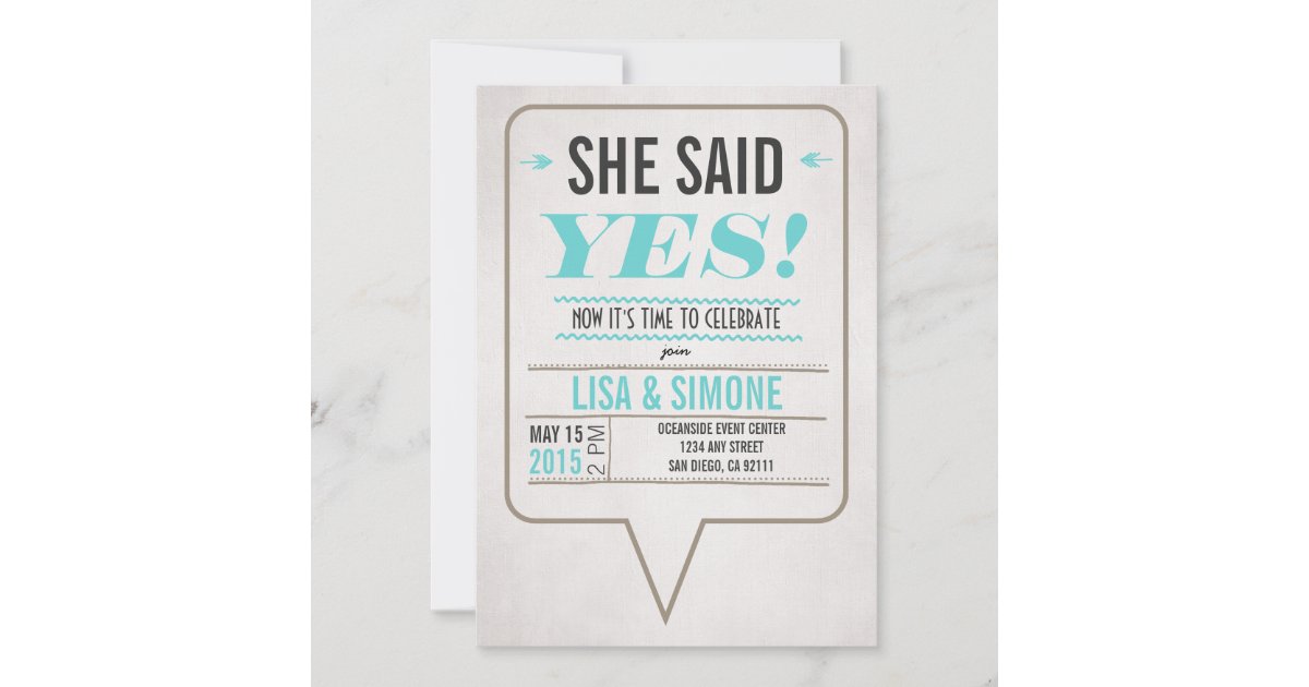 彼女は言った Yesレズビアン結婚式招待状 招待状 Zazzle Co Jp 彼女は言った Yesレズビアン結婚式招待状 招待状 Zazzle Co Jp