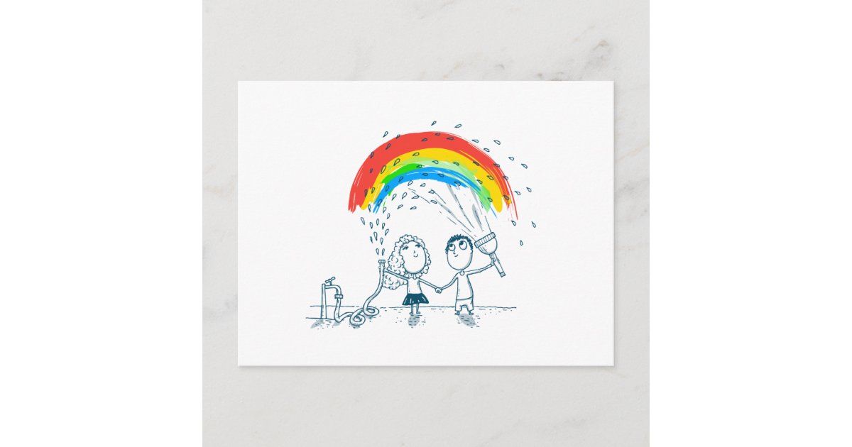 恋愛カップルで虹を作る ポストカード Zazzle Co Jp