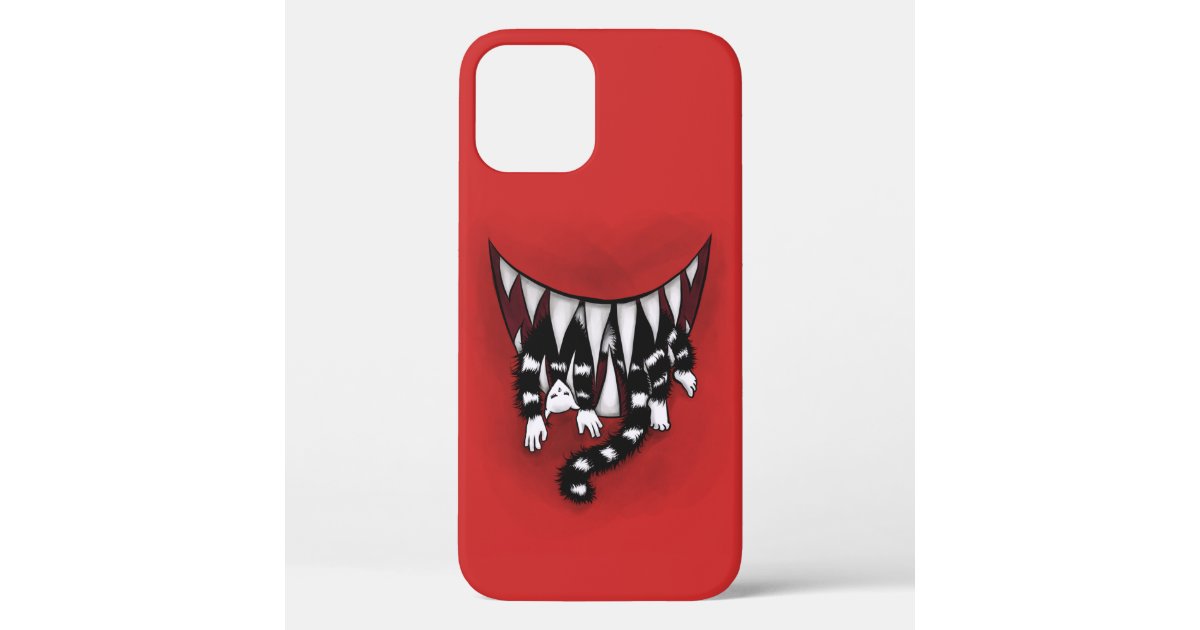 悪魔の化け物の口を刺す鋭い歯の食べ物猫の恐怖 Iphone 12ケース Zazzle Co Jp