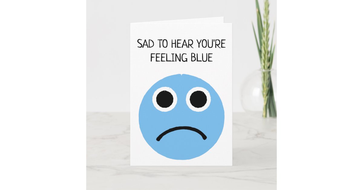 悲しい青感じい眉をひそめる顔絵文字 カード Zazzle Co Jp