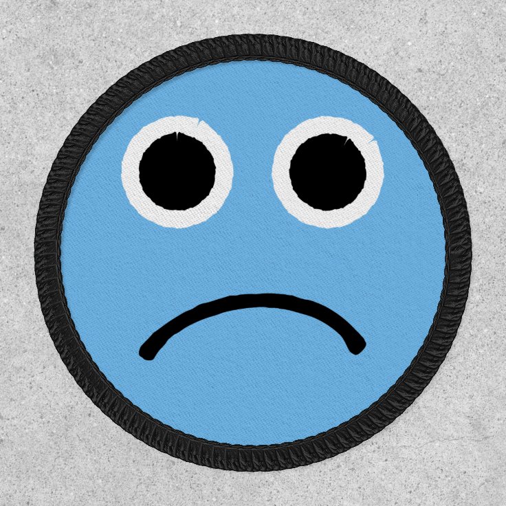 悲しい青感じい眉をひそめる顔絵文字 ワッペン Zazzle Co Jp 悲しい青感じい眉をひそめる顔絵文字 ワッペン Zazzle Co Jp