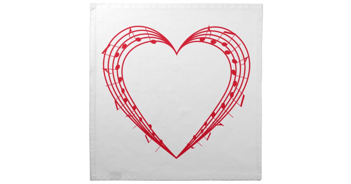愛音楽 音符が付いている赤いハート ナプキンクロス Zazzle Co Jp