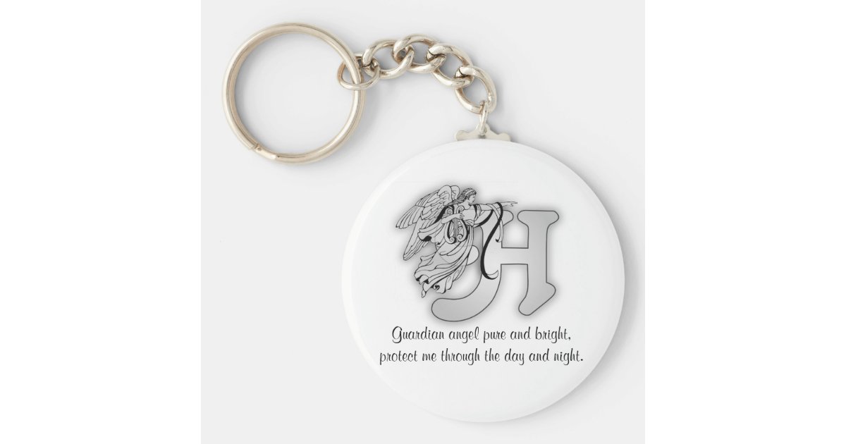 手紙hの天使のモノグラムのアルファベットのイニシャル キーホルダー Zazzle Co Jp