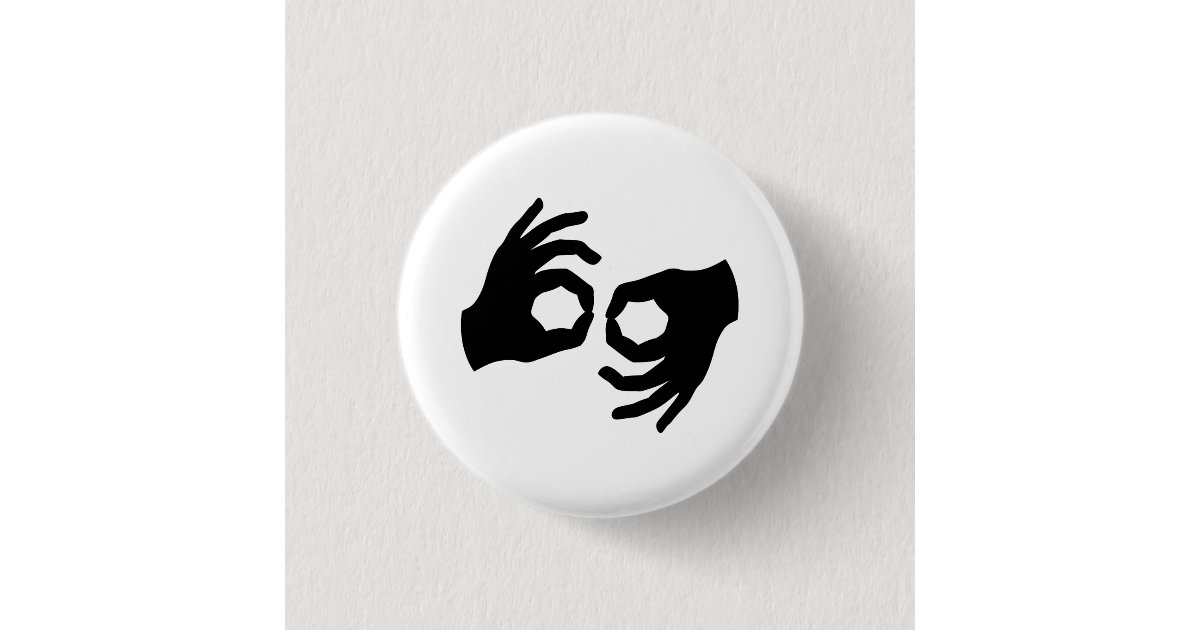 手話のピクトグラムボタン 缶バッジ Zazzle Co Jp