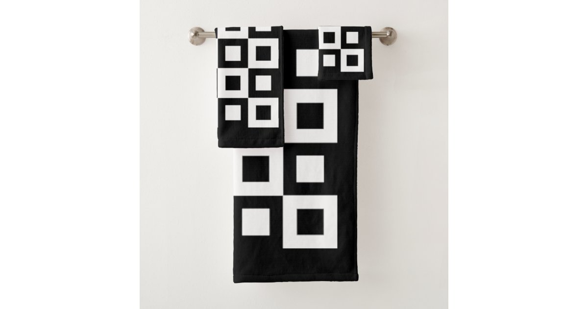 抽象的な白黒正方形のbathタオルセット バスタオルセット Zazzle Co Jp