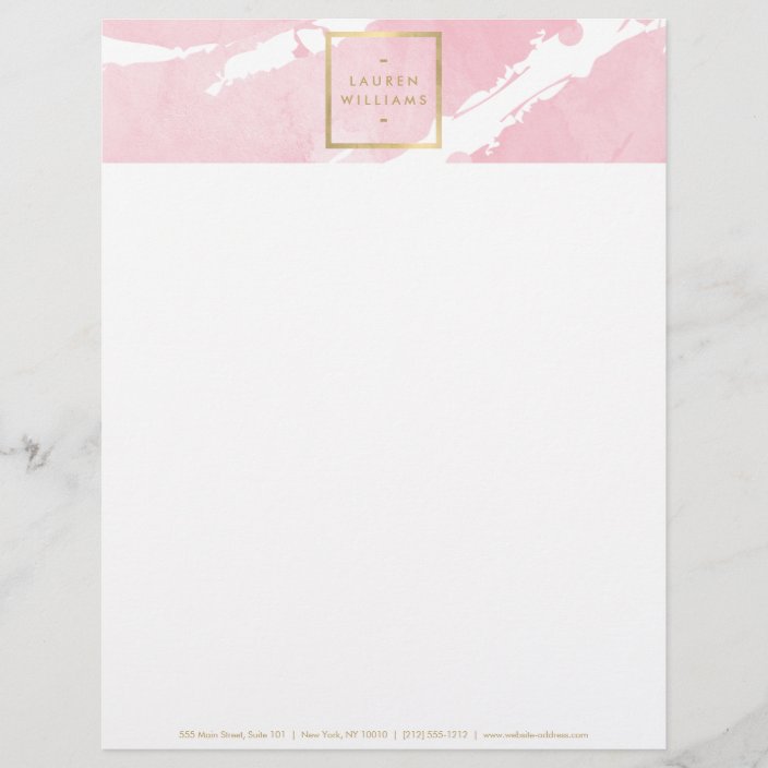 抽象芸術パステルピンク水彩画 レターヘッド Zazzle Co Jp