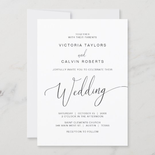 教会結婚式典お祝い黒脚本 招待状 Zazzle Co Jp