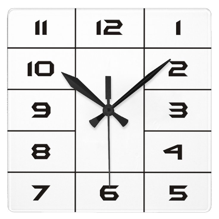 文字盤の正方形及び数 黒 スクエア壁時計 Zazzle Co Jp