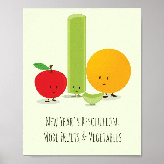 新年の決議 健康な食べ物の果菜 ポスター Zazzle Co Jp
