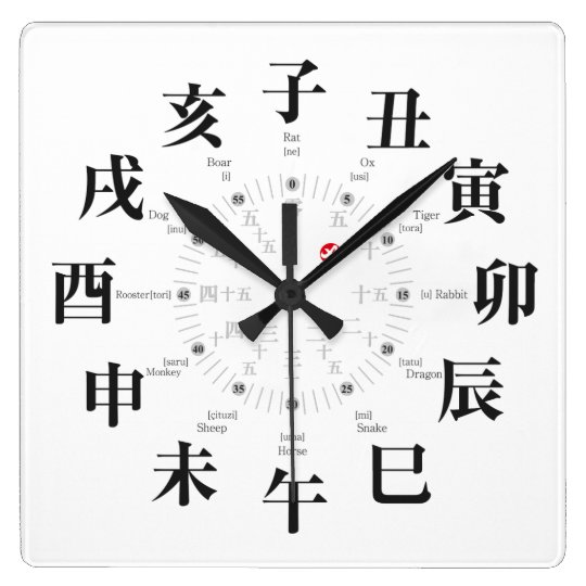 日本 占星術の 十二宮図のシンボルや象徴のスタイル 白い顔 スクエア壁時計 Zazzle Co Jp