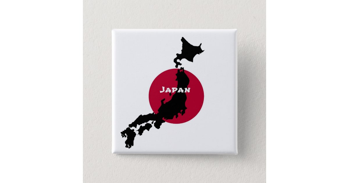 日本 地図のシルエットおよび旗 缶バッジ Zazzle Co Jp