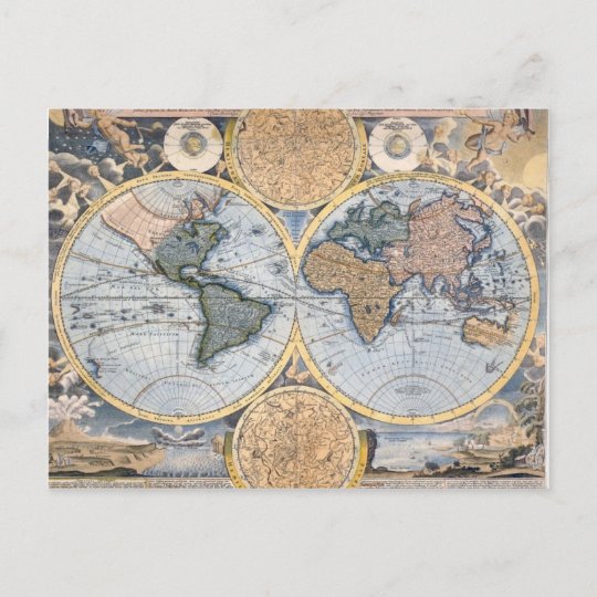 旧式な世界地図のカッコいい ポストカード Zazzle Co Jp