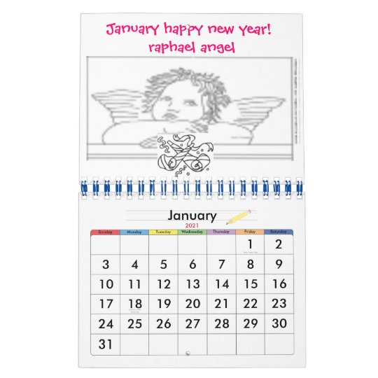 明白なyourself の天使のカレンダーのぬり絵帳 カレンダー Zazzle Co Jp