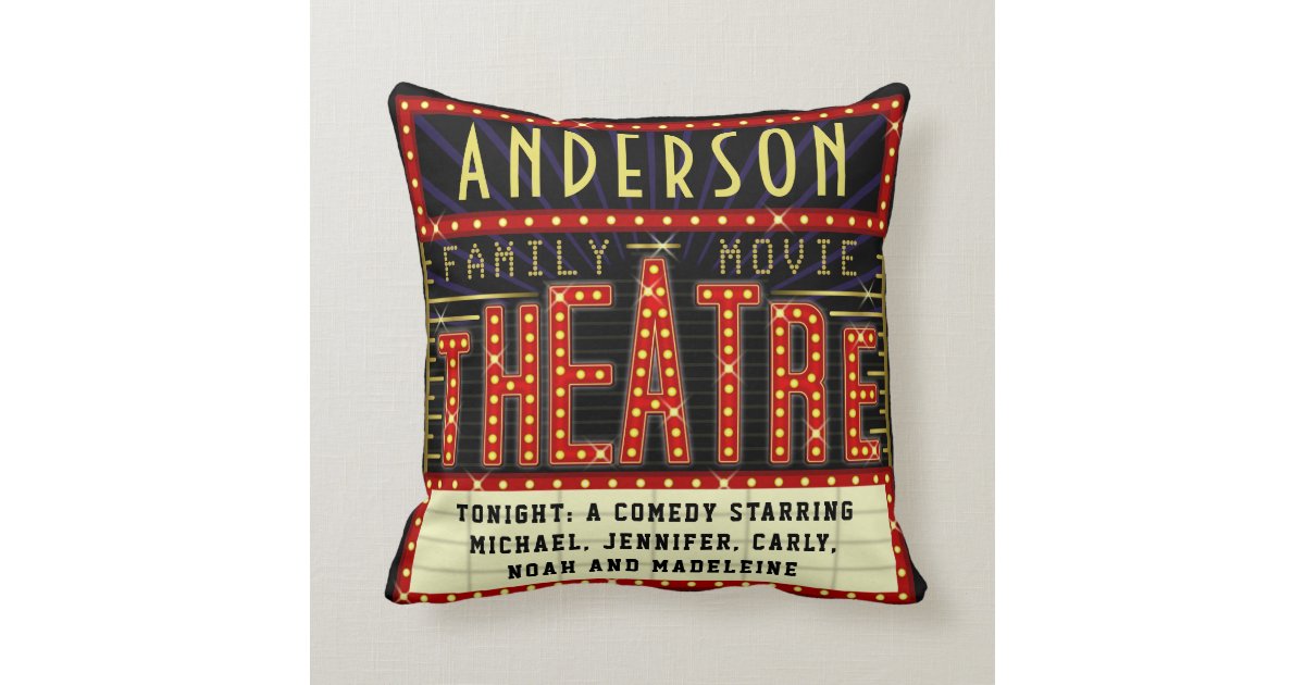 映画館の玄関ひさしの家の映画館 の名前をカスタムする クッション Zazzle Co Jp