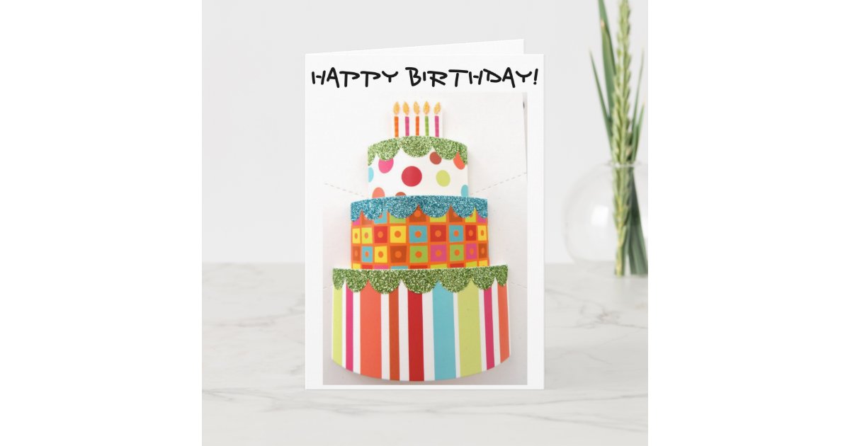 最も大きいお誕生日ケーキが付いているバースデー カード カード Zazzle Co Jp